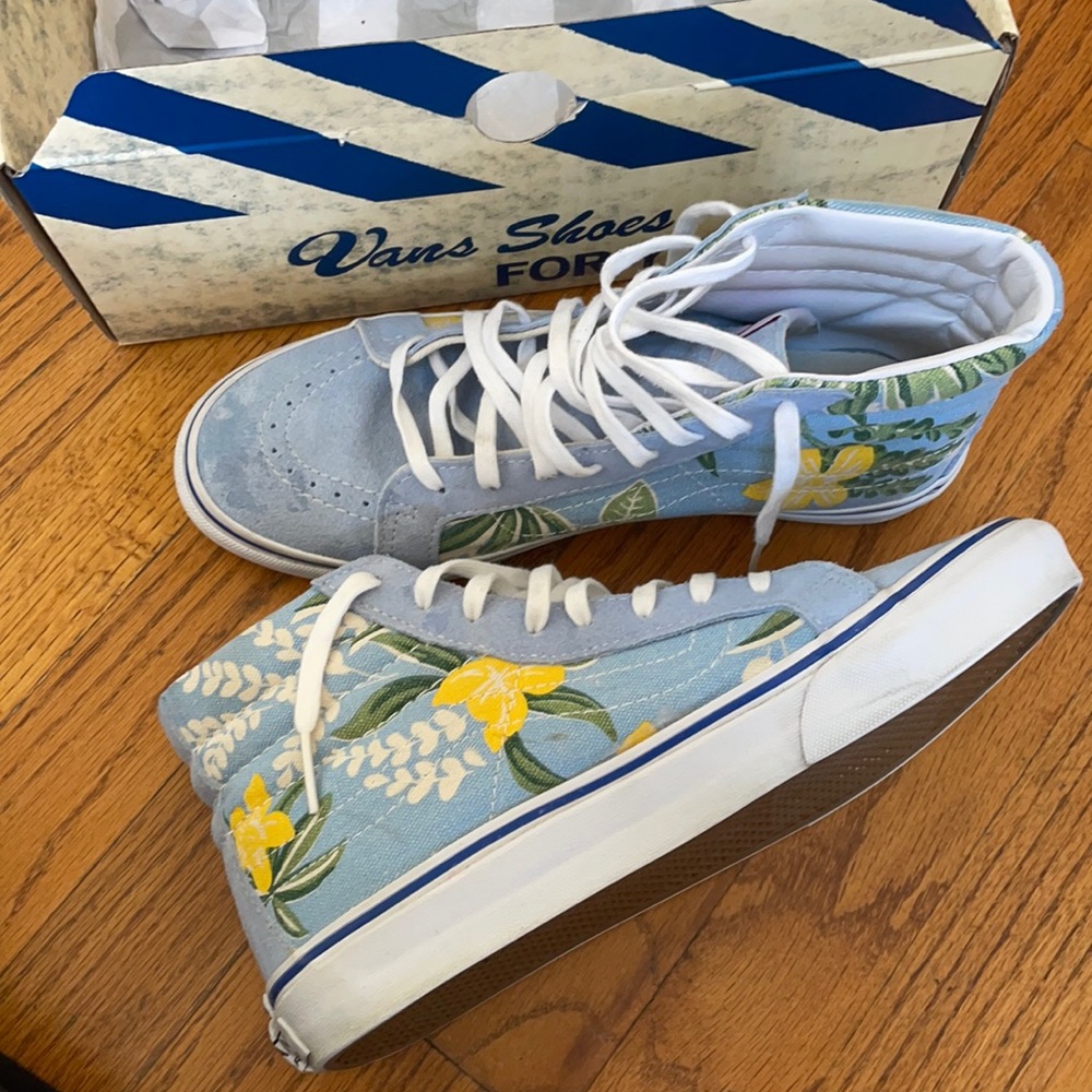 Vans skate high slim blue Hawaiian print